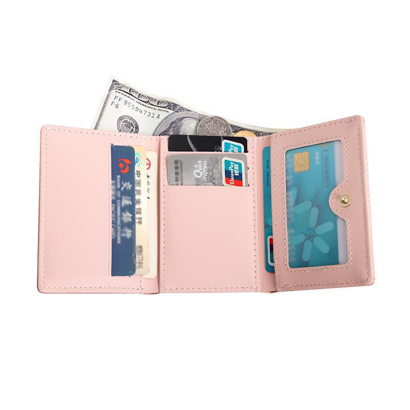 Korean Style Women's Tri-Fold Wallet - Cute Butterfly Design, Compact Card Holder