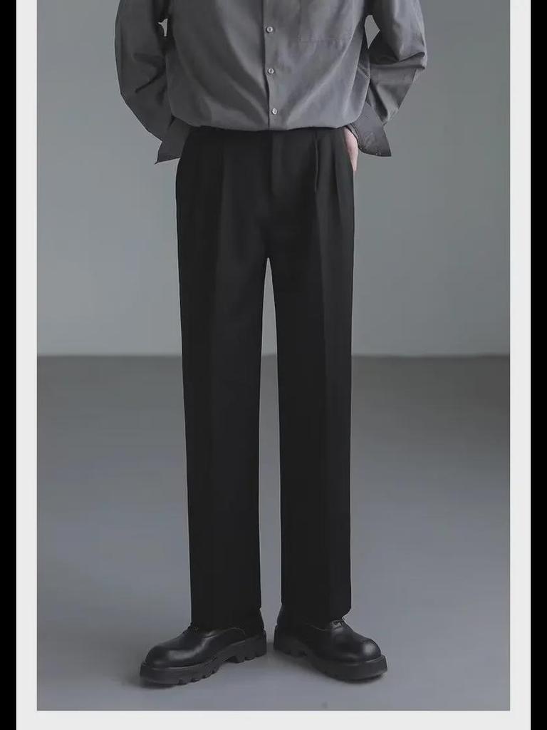 Korean-Style Loose Wide-Leg Men's Suit Pants - Trendy, Handsome, High-Grade Straight Trousers