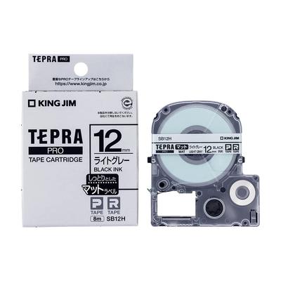 Картридж с лентой King Jim Tepra PRO, матовая этикетка, 12 мм, светлые буквы, 8 м SB12H [подлинный] серый/черный
