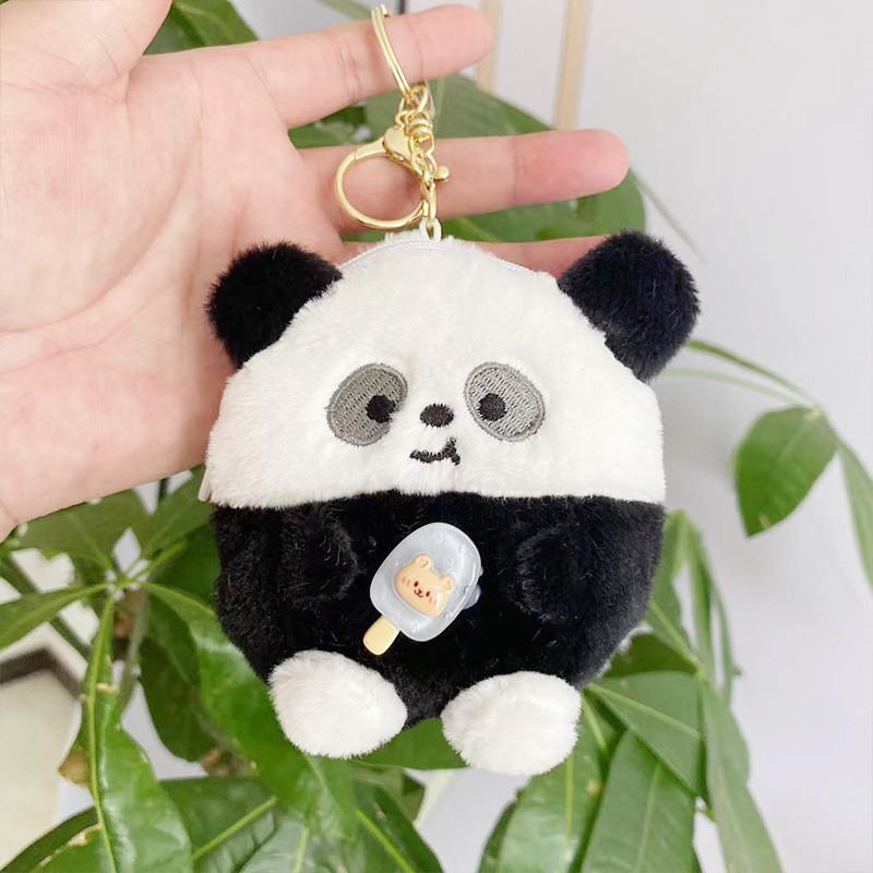 Adorable Plush Panda Bear Keychain Soft Toy Cute Coin Purse Key Holder For Girls