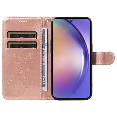 Для Samsung Galaxy A55 5G Чехлы из ПУ-кожи с Цветочным Рисунком Кошелек Подставка Чехол для Телефона с Ремешком