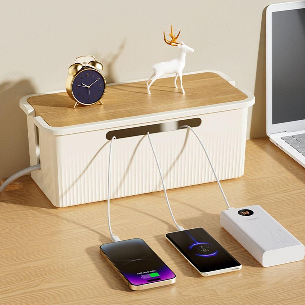 With Lid Cable Storage Box Multi-Functional Power Strip Organizer Socket Storage Box Bedroom