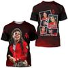 2026 New Michael Jackson King of Pop Print T-Shirt Red Black 3D Graphic Short Sleeve Tee Casual Streetwear for Music Fans
