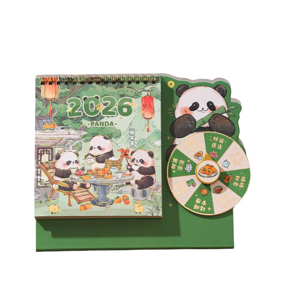 Double Coil New Year Desktop Calendar Cartoon Panda Flip Calendar Planner Calendar Home