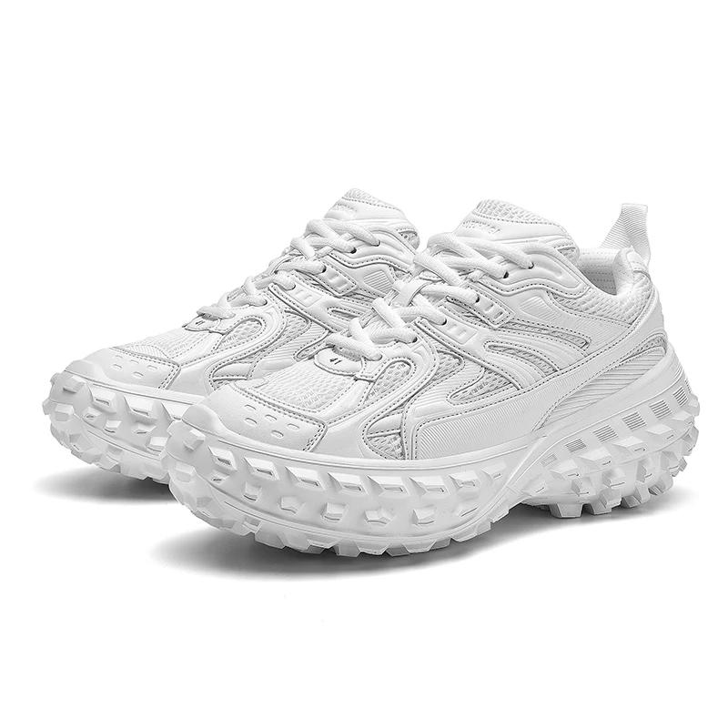 Парные повседневные спортивные туфли на толстой подошве с высокой посадкой, весна/лето, новые прочные и амортизированные кроссовки для бега