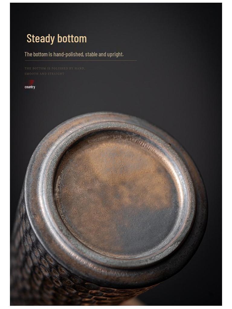 Gilt Zen Retro Pottery Vase for Dried Flower Arrangements - Small Ceramic Ornament