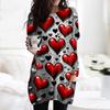Женский модный повседневный топ с длинным рукавом и круглым вырезом ко Дню святого Валентина с принтом в виде сердца