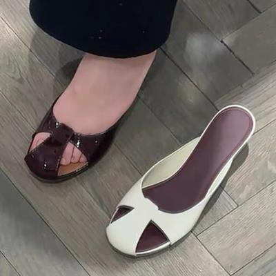 Модные туфли на тонком каблуке с закрытым носком, шлепанцы, повседневные слайды, шлепки, женские, роскошные, ажурные, летние, из натуральной кожи, 2025, Римская ткань, сексуальные