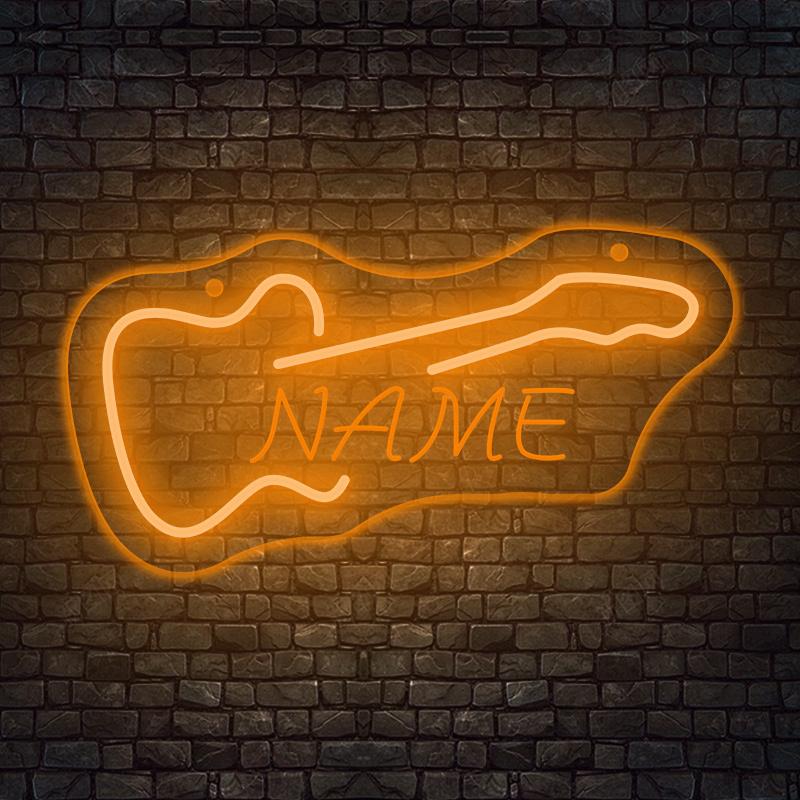 Custom Guitar Neon Sign - USB Powered LED Wall Decor, Push Button Control, Wall Hanging for Studio/KTV/Band/Bar/Man Cave/Bedroom