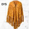 Женская шаль, теплая ткань, однотонный цвет, универсальный, ажурный, с кисточками, зимний шарф, удобная шаль-накидка