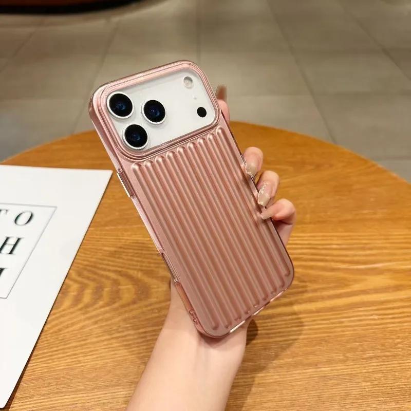 Матовый 3D чехол для телефона с полосками чемодана для For Iphone 17 16 Pro 15 14 13 12 Pro Max Защитный чехол с защитой от падения и ударов Funda