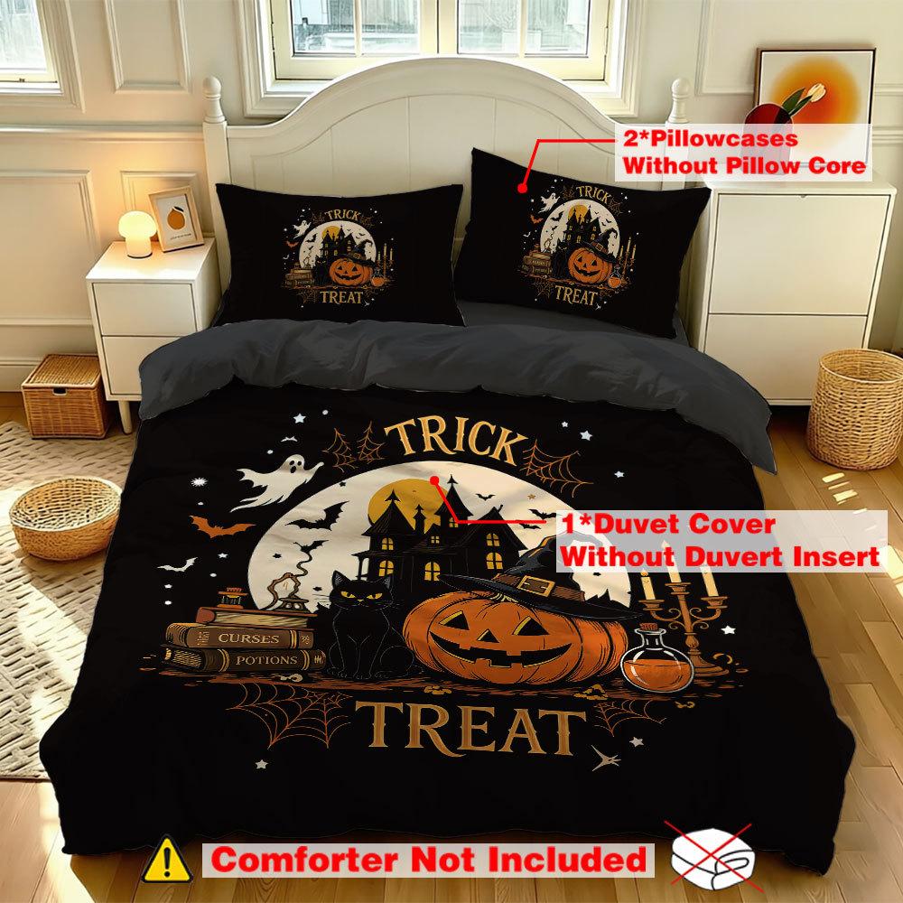 Halloween Ghost Printing Bedding Set jack-o'-lantern Pattern Duvet Cover With pillowcase for Aadult Teens Bedroom Decor