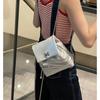 Chain Backpack, Sweet and Cool Girl, Matte Leather, High-end Silver Backpack Girl