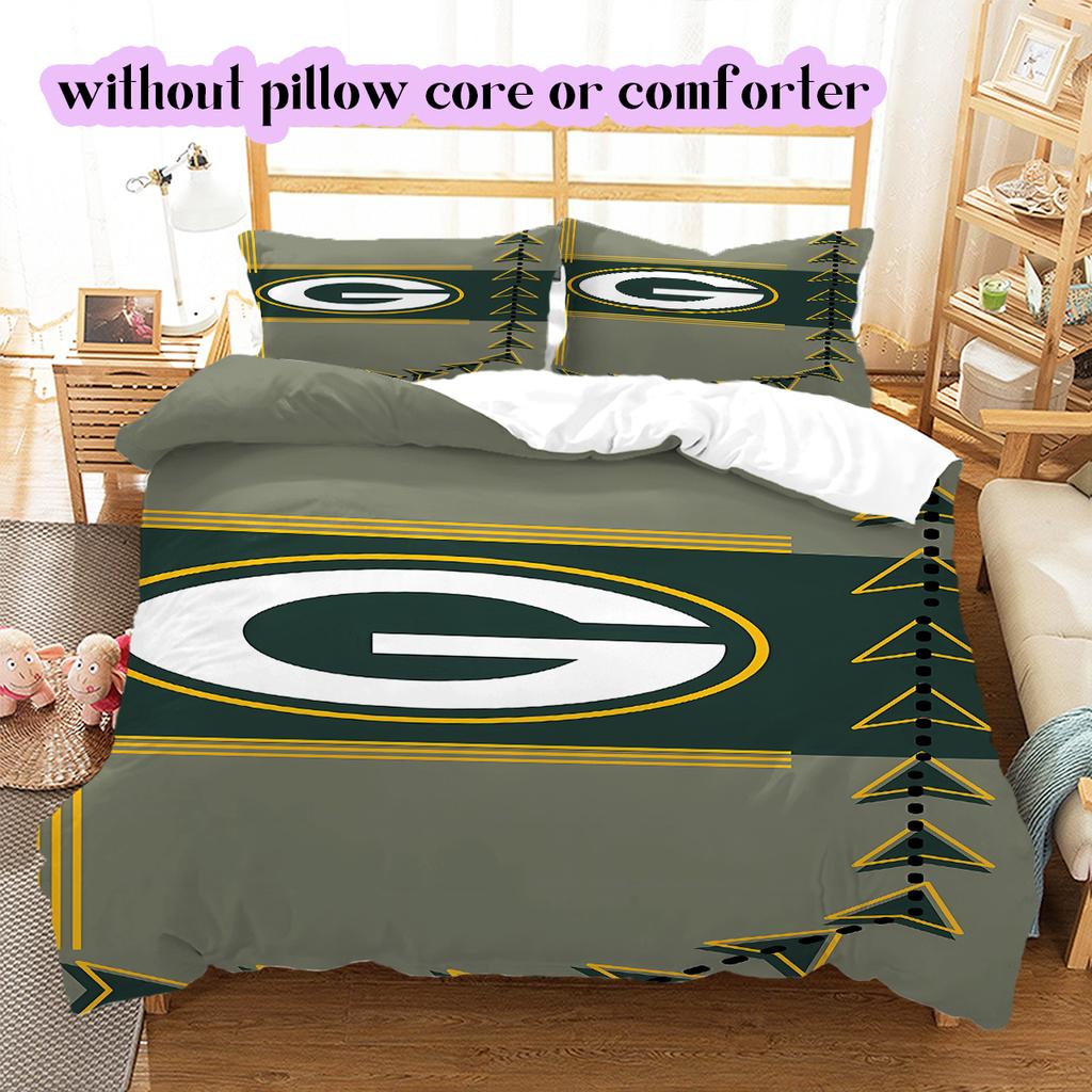 football Logo Pattern Bedding Quilt Set Quilt Cover Pillowcase Home Decoration Birthday Gift (1*duvet cover+ 2*pillowcase, without core)