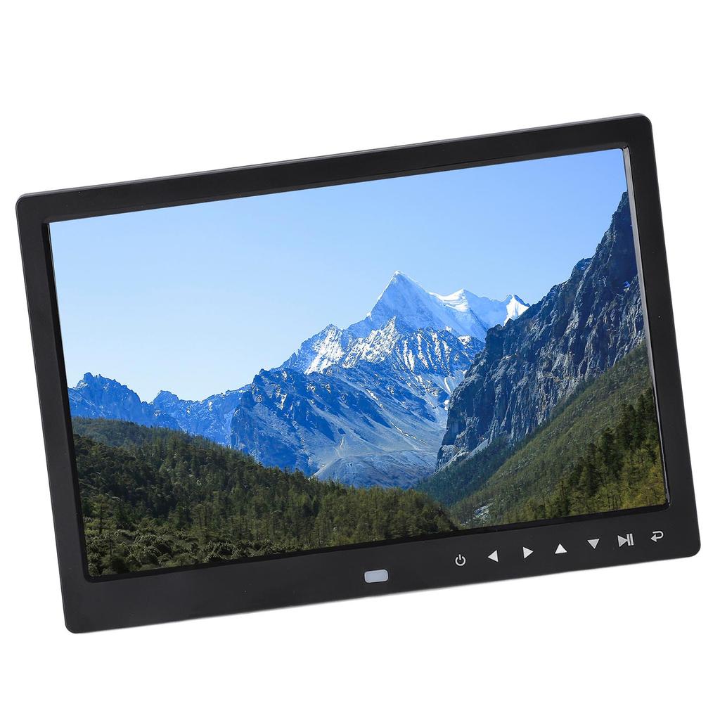 Цифровая фоторамка 12 дюймов USB HD Загрузка фото видео с телефона Многофункциональная рекламная машина с динамиком Черная EU