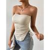Women's Summer Slim Solid Colour Drawstring Short Plunge Tank Top