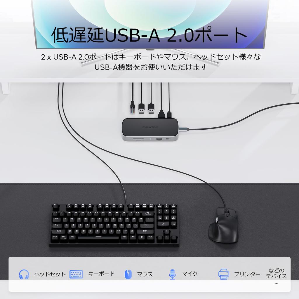 PULWTOP 10 In 1 Small Docking Station USB C PC Dock Not 1 X HDMI 4K 8K 2 X USB To Host PD Output 100W Windows Compatible (Adapter Included) @120Hz/