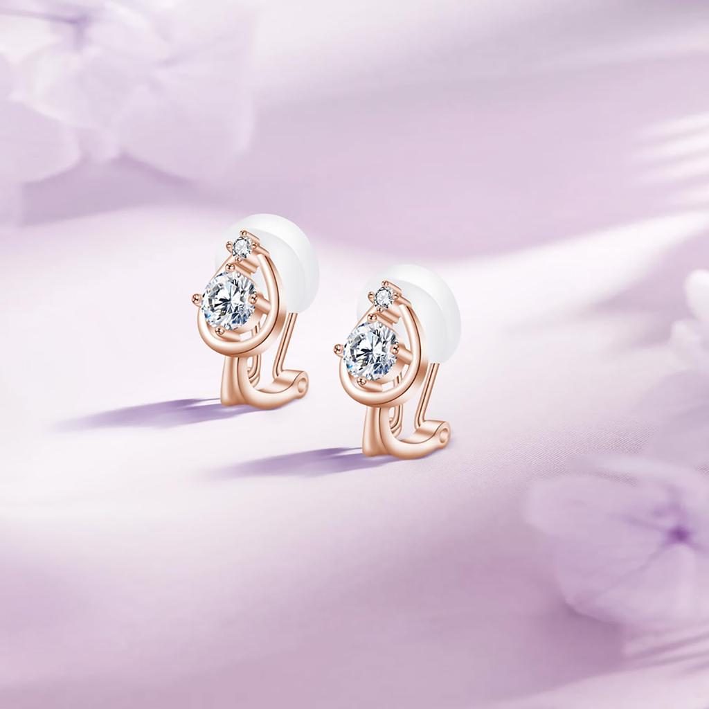 Аллергия на металл 925 18-каратное розовое золото для повседневного использования SK.Whiee женские серьги, популярные, дружелюбные, "Счастье приходит", серебряные, безболезненные, не прокалываются