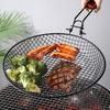 Folding Baking Basket with Wooden Handle Rustproof Heat-Resistant Reusable BBQ Grilling Basket Camping