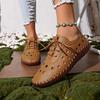 Women's Shoes Hollow Lace-up Hole Shoes New Flat-soled Sewn Thick-soled Single Shoes