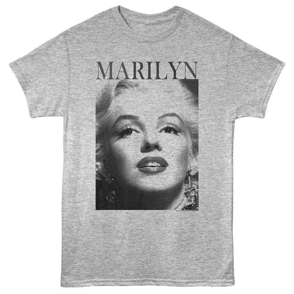 New MARILYN MONROE T Shirt BEAUTIFUL FACE Adult Graphic Licensed GRAY HEATHER