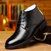 Мужские британские деловые ботинки 2024 года, зимние бархатные высокие мужские кожаные ботинки для людей среднего и пожилого возраста, теплая обувь