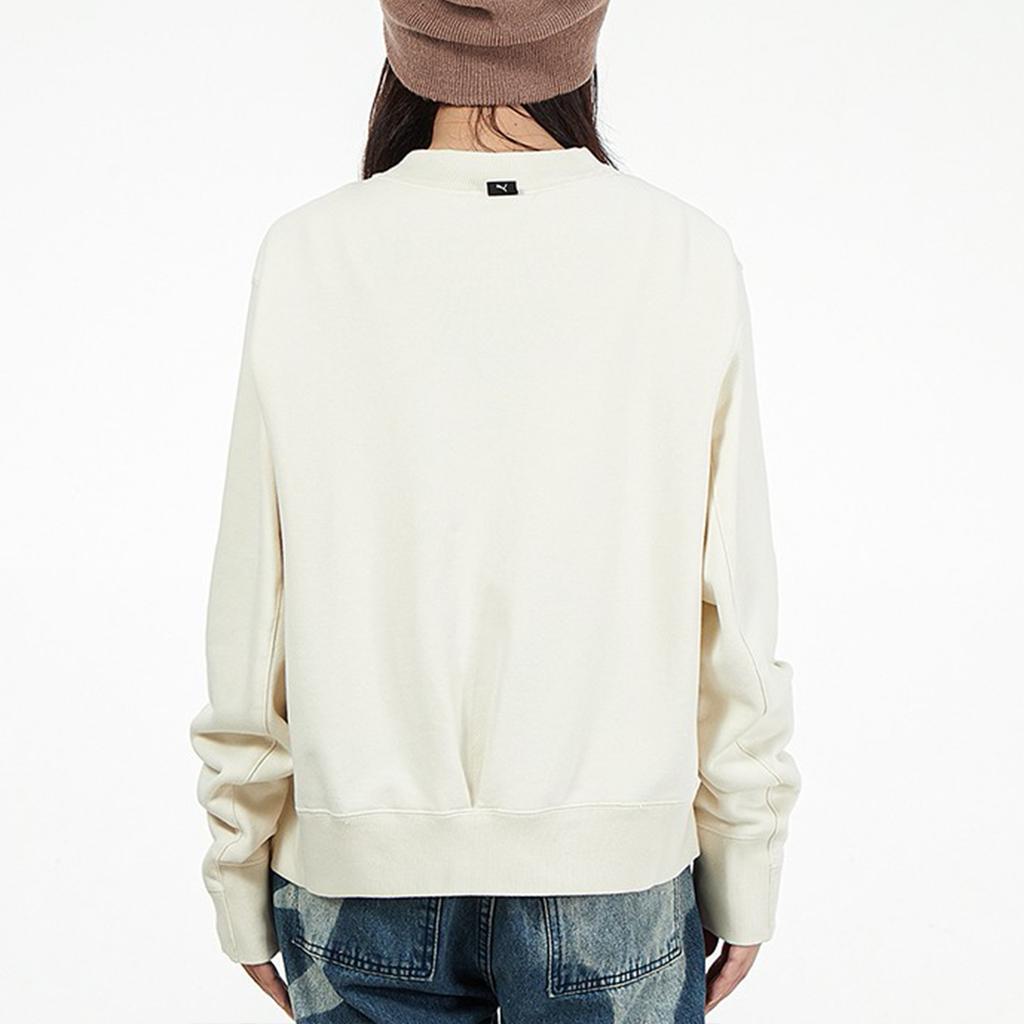 Puma Тренировочная дышащая трикотажная толстовка с круглым вырезом Женская толстовка Белая 531929-73