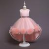 Cute Dress for Children Girl Mesh Flower Gown for Girls Trailing Baby Girl Birthday Dresses for 3-10 Years Old