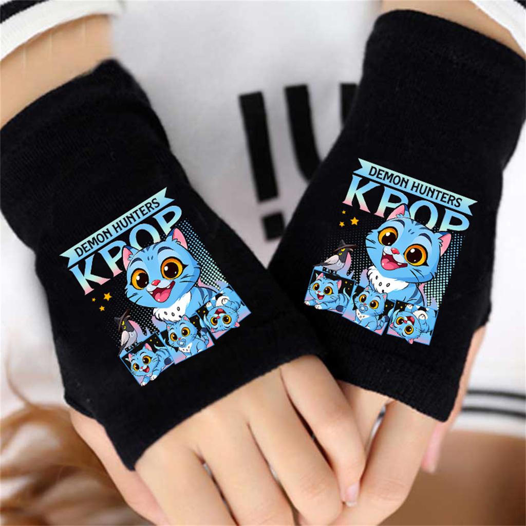 Cartoon Printed Fingerless Gloves For Boys And Girls