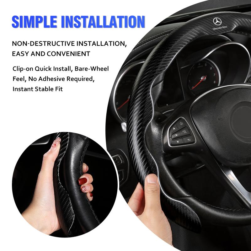 D4Car Steering Wheel Handle Cover Anti-skid Steering Wheel For Mercedes Benz C180 C300 W124 W176 W177 C200 C260 GLC CLE CLA AMG