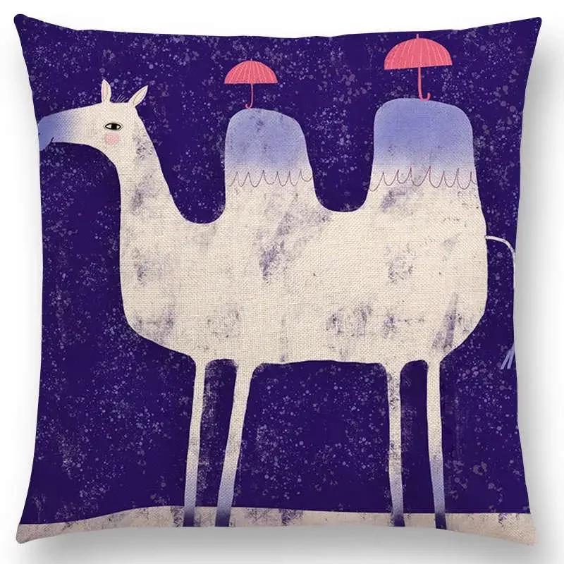 Абстрактная Фэнтези Животные Живопись Наволочка для Подушки-Пледа на Диван Такса Сова Кошка Собака Белка Кролик Лиса Слон