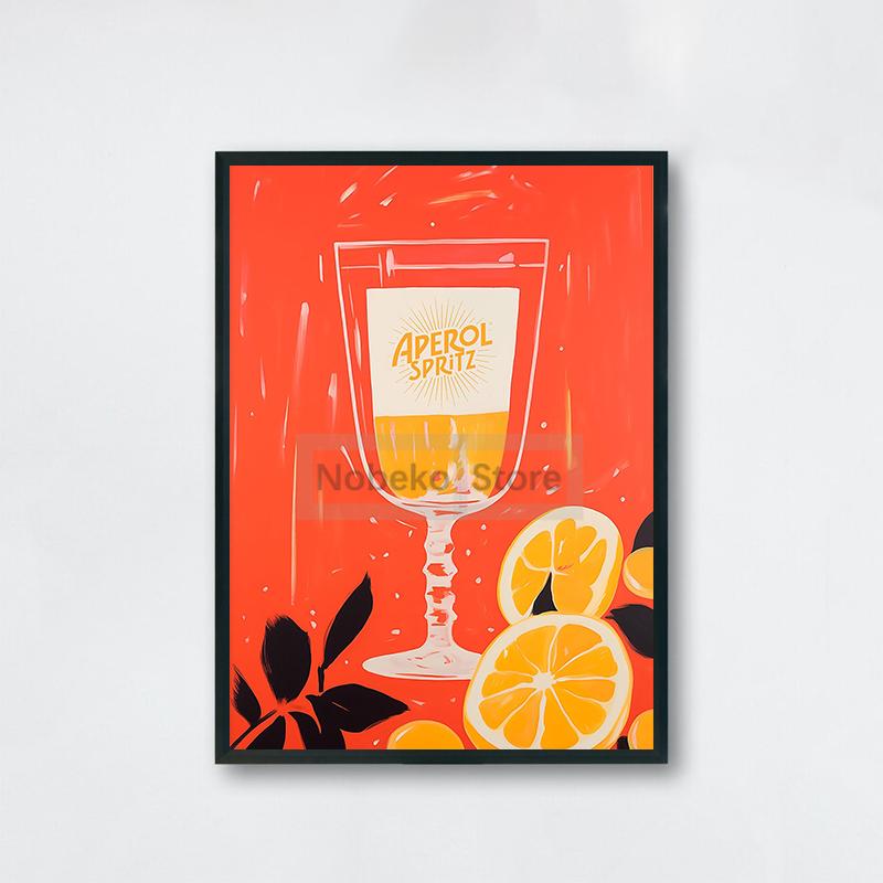 Винтажный коктейль 70-х годов Плакат Negroni Aperol Spritz Печать на холсте Картина Girly Pink Wall Art Pictures Home Room Bar Cart Decor