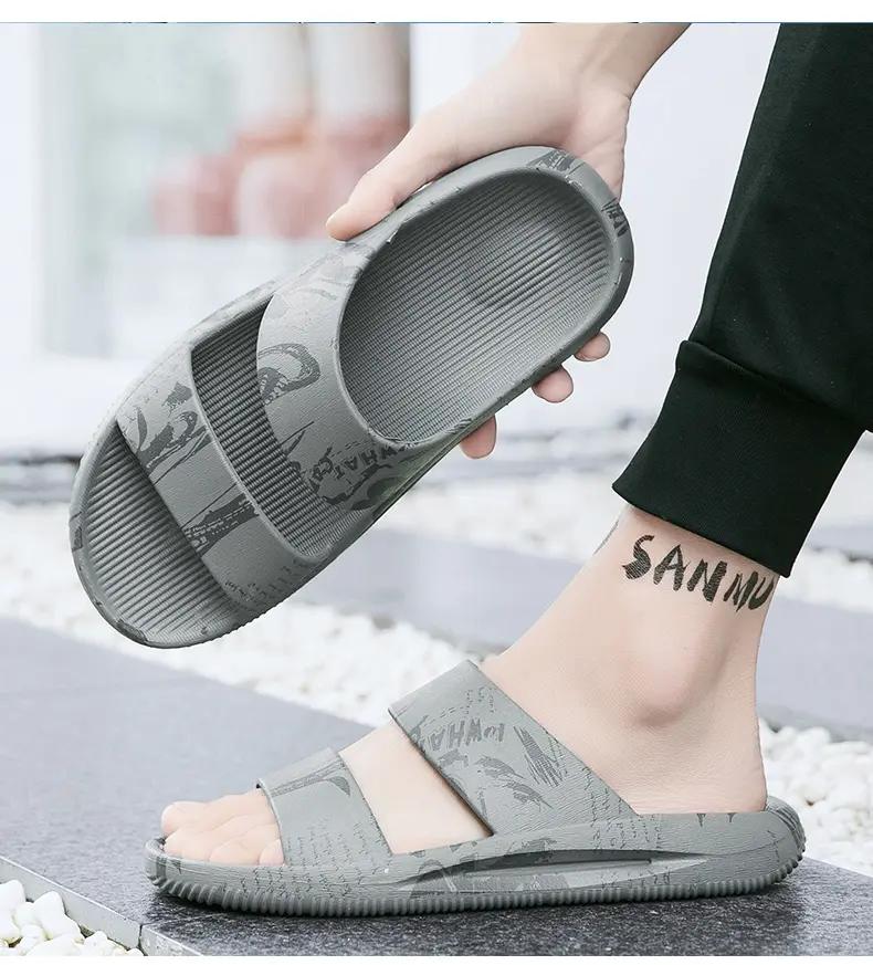 2025 Мужские летние тапочки Пляжные сандалии С принтом На толстой подошве Мальчиковые Домашние тапочки для ванной С принтом ЕВА Накладные Комнатные тапочки Нескользкие