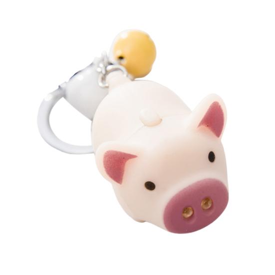 Брелок для ключей Yousheng Cartoon Pig с колокольчиками, светодиодными лампами, подвеской-брелоком со звуковыми эффектами, подарок на Новый год и день рождения