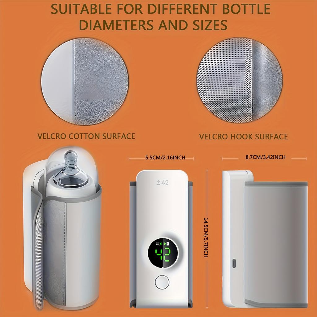 1Pc Wireless Rechargeable Milk Heater, Portable Bottle Heater, with LCD Display, USB Charging, 6000mAh Lithium Battery, Constant Temperature Control