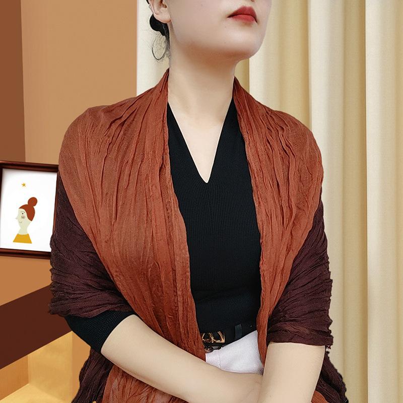 Small Floral Thin Mori Age-reducing Wrinkled Sunscreen Silk Scarf Women's Summer New Versatile Shawl Fashion Trends