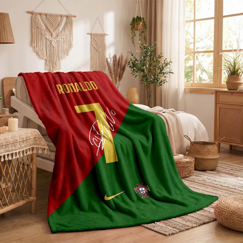 Cristiano Ronaldo Theme Fleece Blanket Cozy Soft Plush Blanket For Bedroom Couch Travel