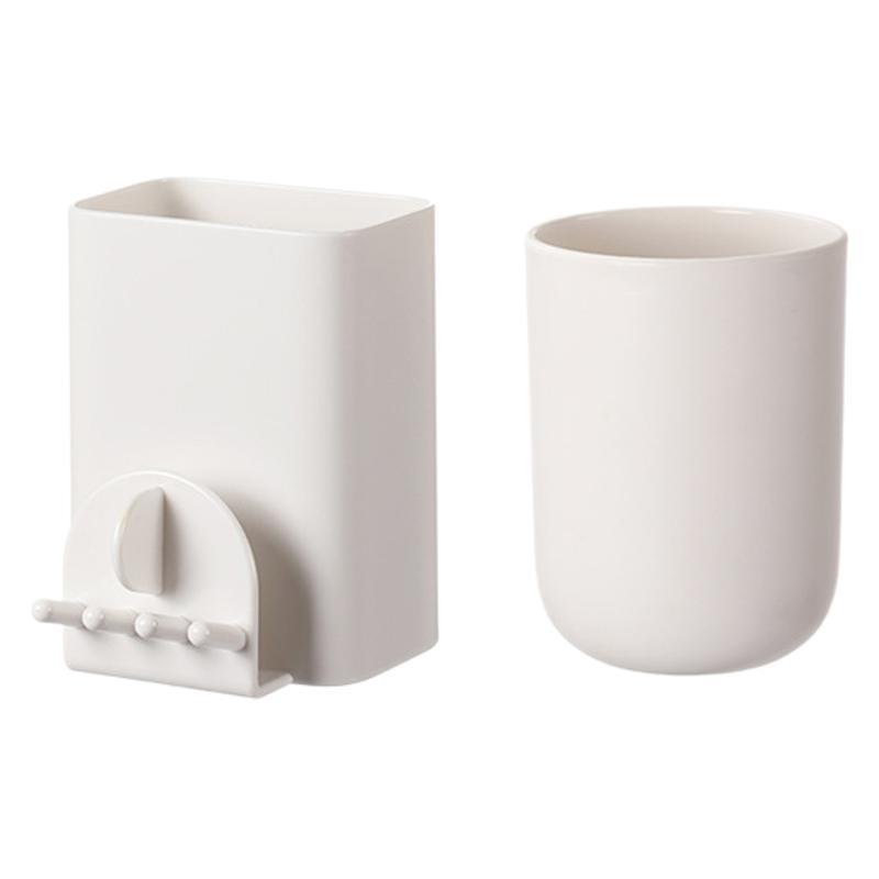 Fasola No Punching Household Mouthwash Cup Brushing Cup Wall Mounted Toothbrush Toothpaste Shelf Toilet Storage Box