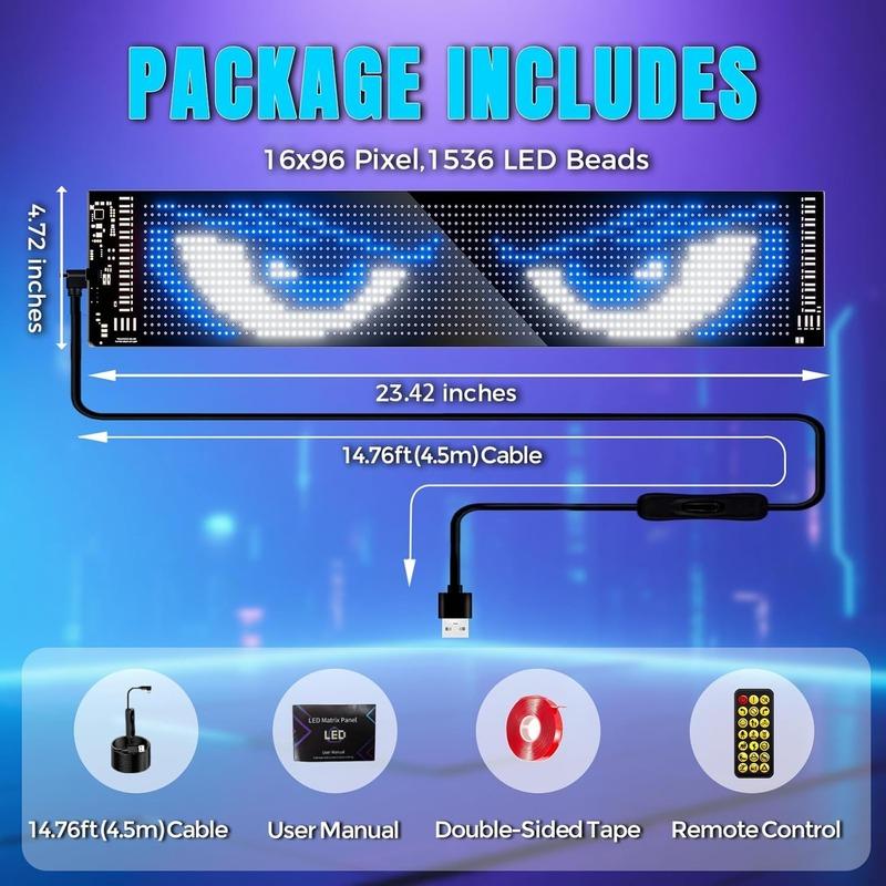 Умный гибкий светодиодный экран RGB Full Color с Bluetooth-управлением через приложение, рекламный рулонный дисплей для заднего стекла автомобиля