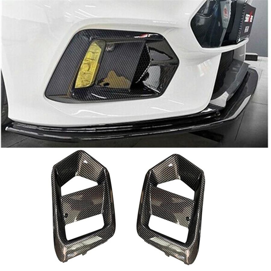 For 16-2018 Ford Focus RS Front Fog Light Frame Lamp Trim Carbon Fiber Color ×2