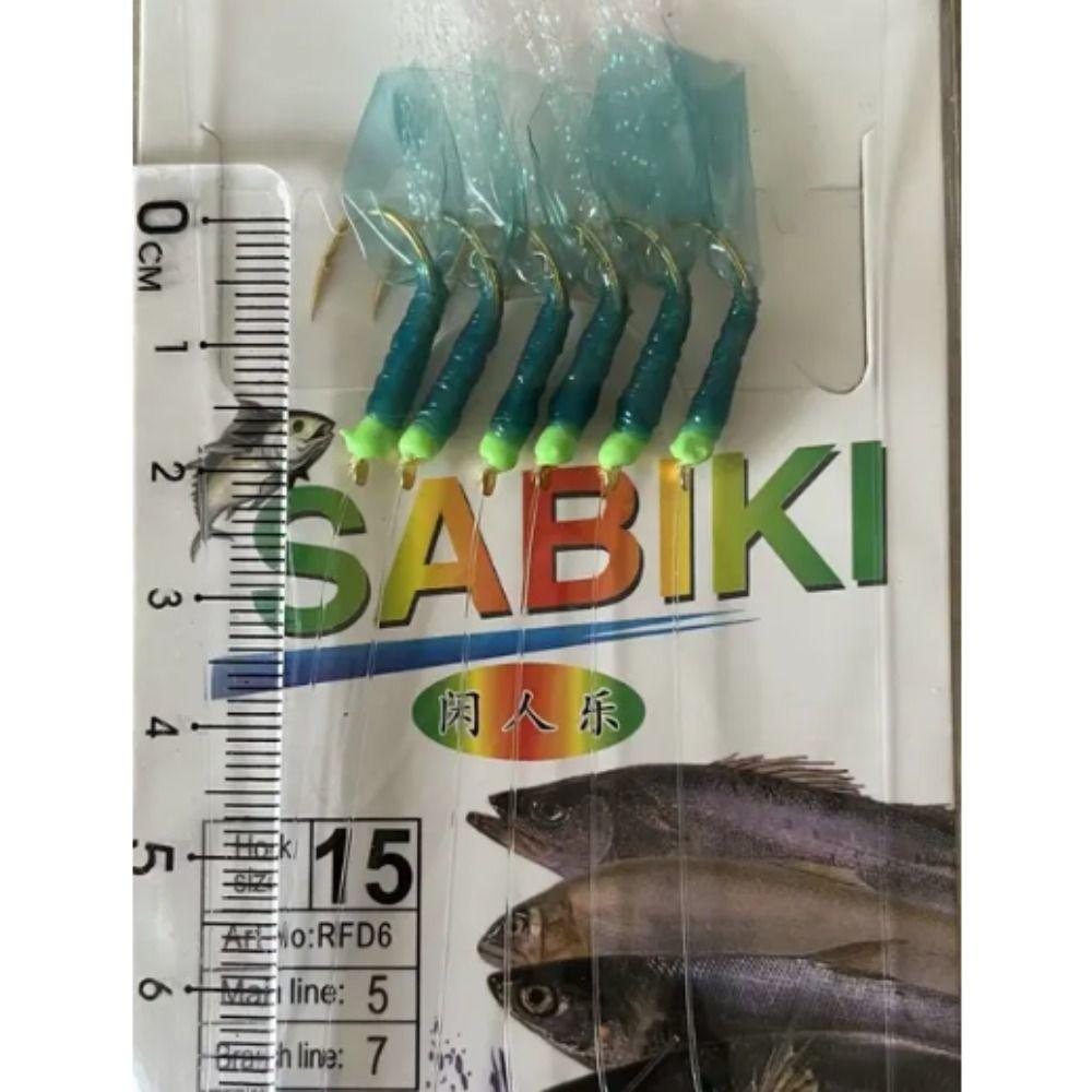 Lures Sabiki Sea Fishing Rigs Golden Golden Tied Hooks Green Rubber Lures  Sea Fishing