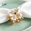 Rhinestone Scarf Ring Enamel Butterfly Ring, Sparkling Slide Shape Clip Retro Elegant Wrap Holder for Women Neckerchiefs Scarves Shirts Vintage Style