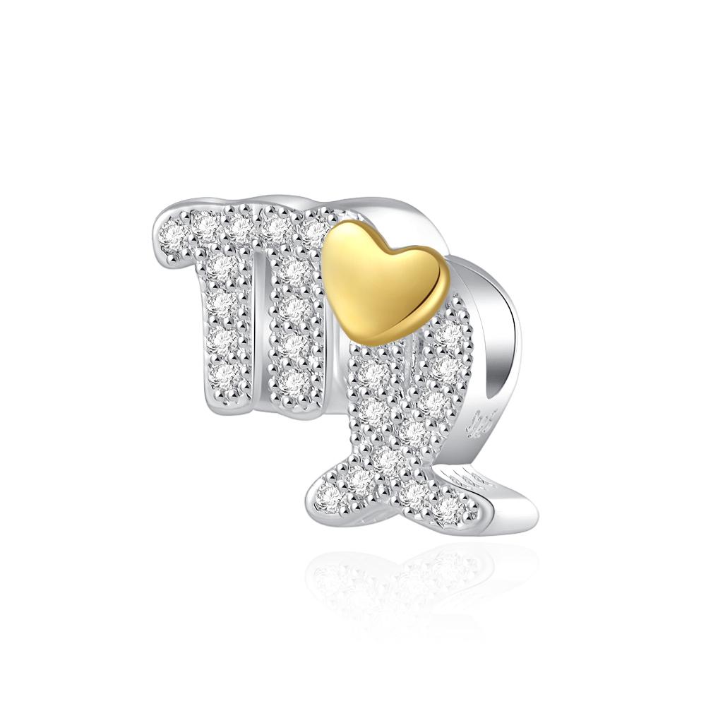 925 Silver sparkling 12 Zodiac Charm Bead Pendant Fit for Original Bracelets DIY Accessories Exquisite Jewelry Gift