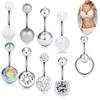 New Set Combination 9 In 1 Acrylic Flash Piece Rhinestone Zircon Mixed Navel Nail