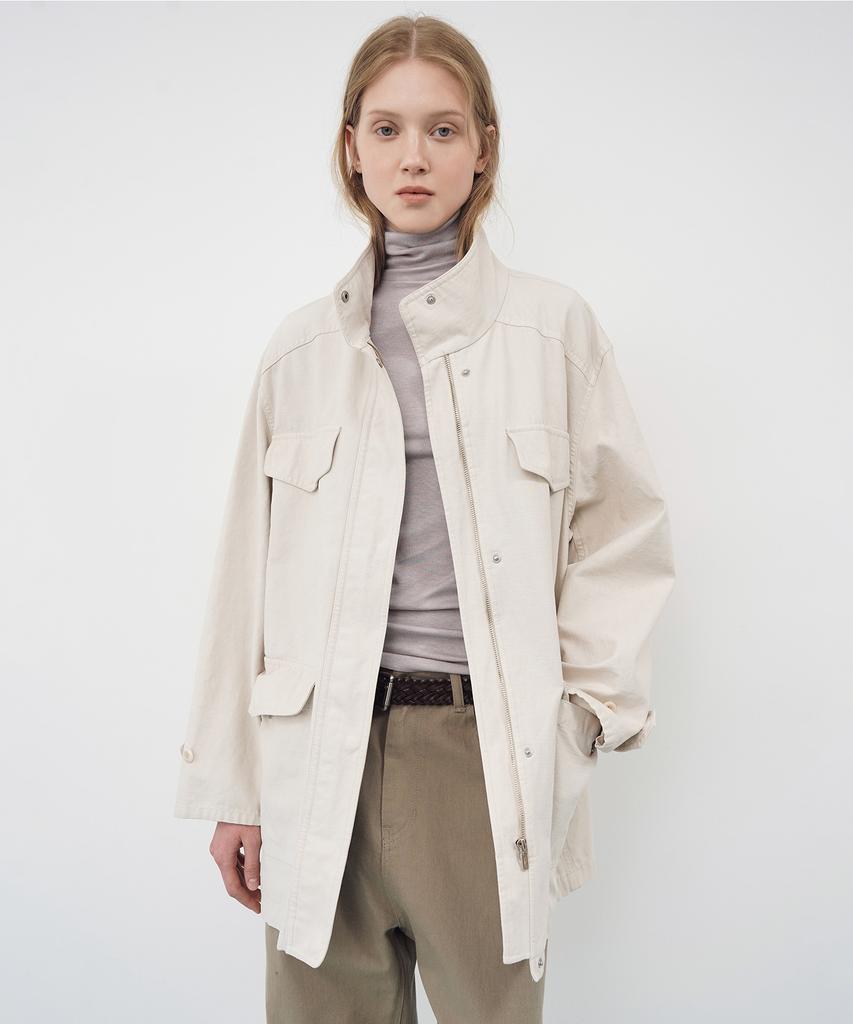 TTUDEMENT Washed Cotton Work Jacket_Beige