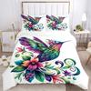 3pcs Colorful Hummingbird with Floral Wings Pattern Bedding Set, 1* Cover + 2*Pillowcases, Printed Bedding Set, Soft and Comfortable, Suitab