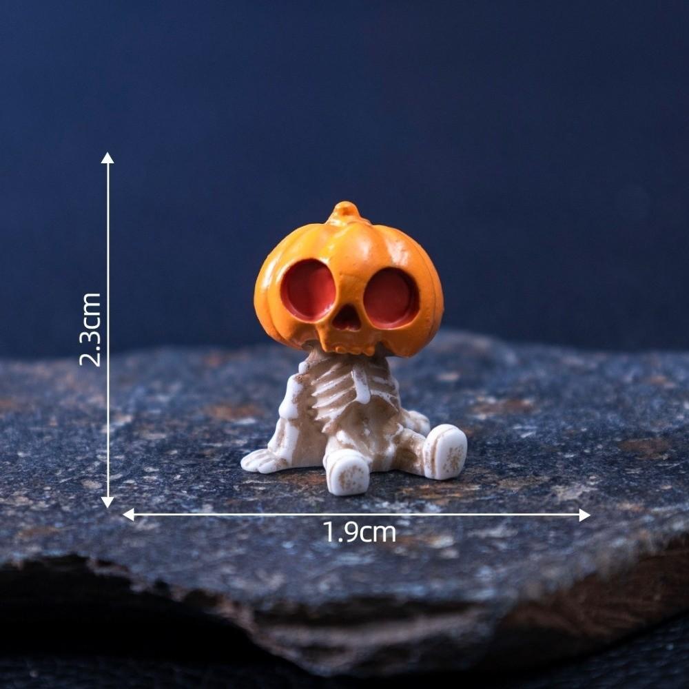 8 Pcs/Set Pumpkin Ghost Skull Design Halloween Figurines Miniature Resin Craft Halloween Party
