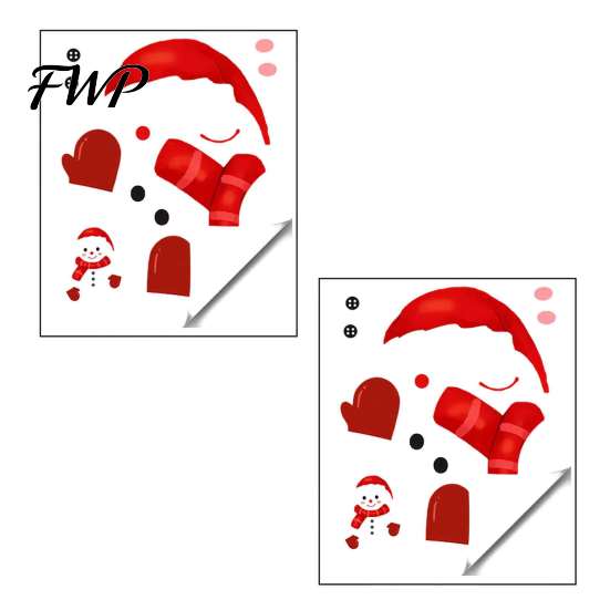 DIY Winter Scene Decor Christmas Static Window Clings, Smiling Snowman Decals with Snowflake Removable PVC Wall Art Patterns, Waterproof Glass