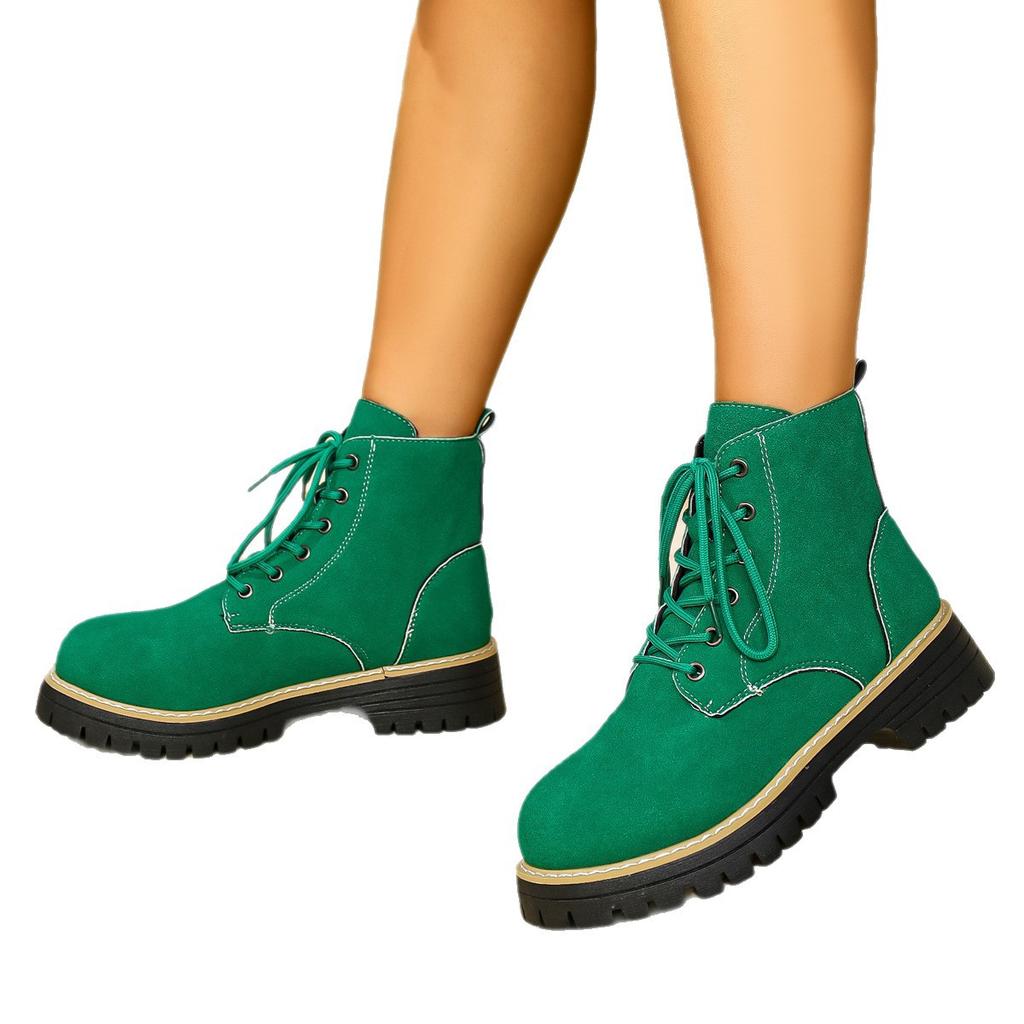 Женские ботинки Мартина с круглым носком и толстым каблуком, новые осенне-зимние 2025 года, на шнуровке, импортные, больших размеров, модные и удобные короткие ботинки