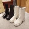 Thick Sole Ankle Boots Women's Shoes White Chunky High Heels Short Boots Thin Boots Chelsea Women's Boots Botas De Mujer 2024